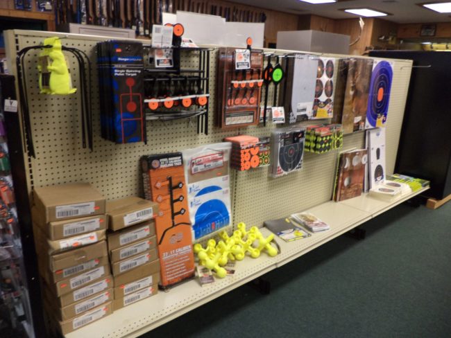 Wall display of target needs at Pickett Weaponry in Newberry, FL.