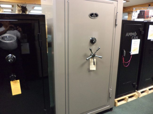 Closeup of Browning safes.
