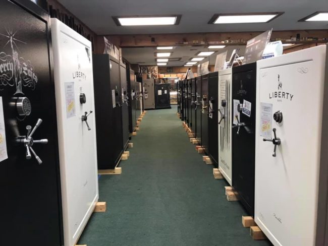 Liberty Safe gun safes in the showroom.